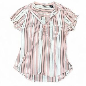 Maurice's Pink & Cream Striped Button Blouse